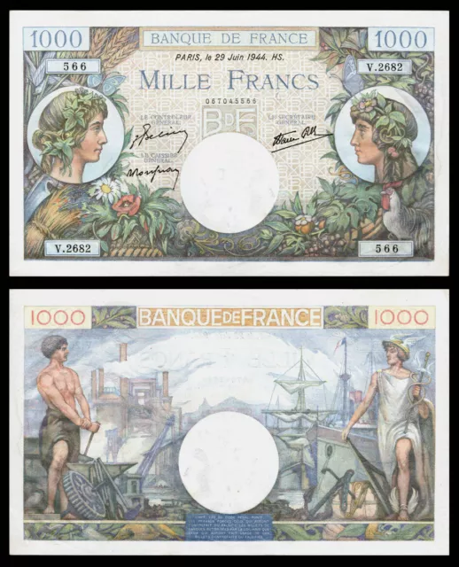 Billet France - 1000F Commerce et Industrie - 29.06.44 - SPL - Fay : 39.9