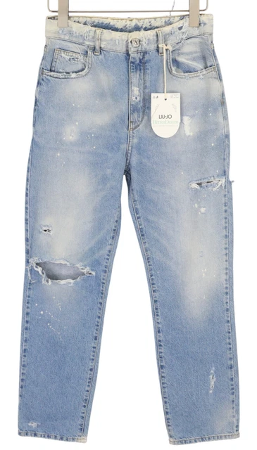 Jean Déchiré Femme Coupe Ample - Taille UK 6-14 - Bleu Délavé - Neuf Avec étiquettes