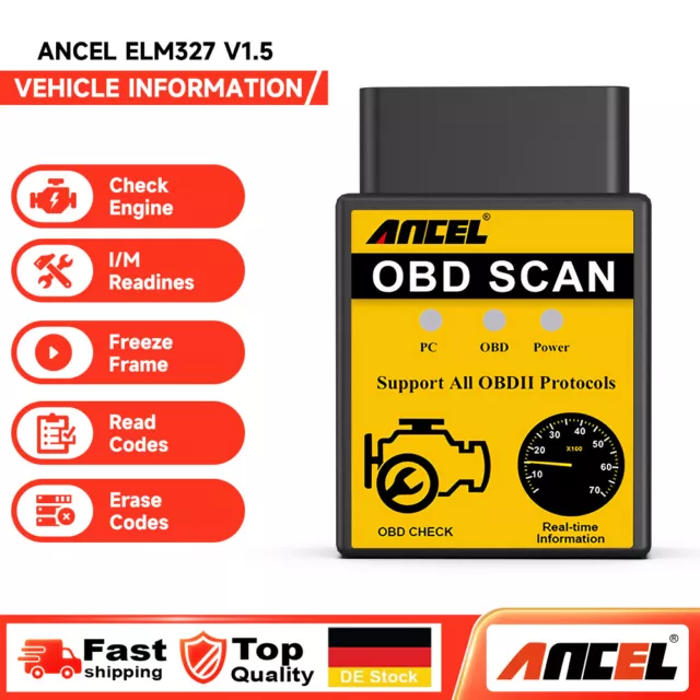 ANCEL ELM327 OBD2 Diagnosegerät Bluetooth Fehlerauslesegerät Auto Scanner NEU