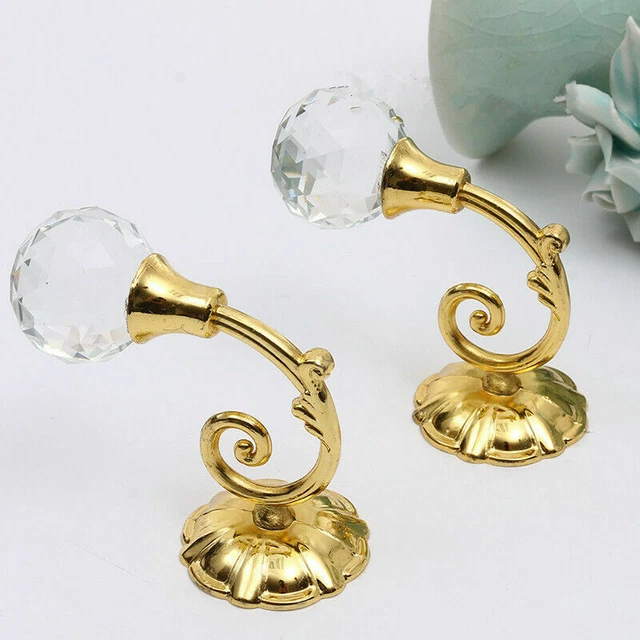 2Pcs Crystal Curtain Holdbacks Wall Tie Backs Hooks Hanger Holder Home 3