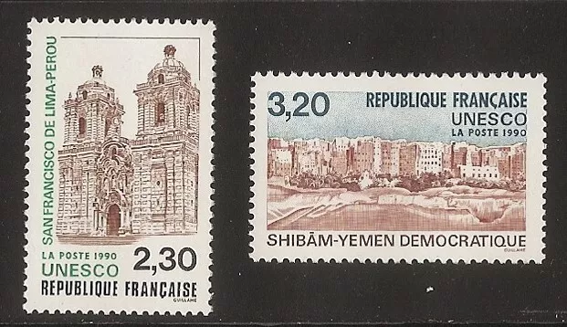 FRANCE 1990 - Timbres de Service UNESCO n° 102 et 103 NEUFS** LUXE MNH
