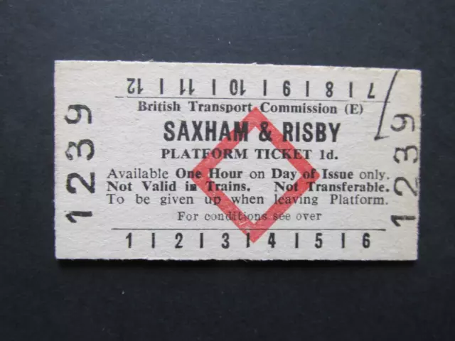 Railway Ticket: BTC (E) 1d Platform Saxham & Risby