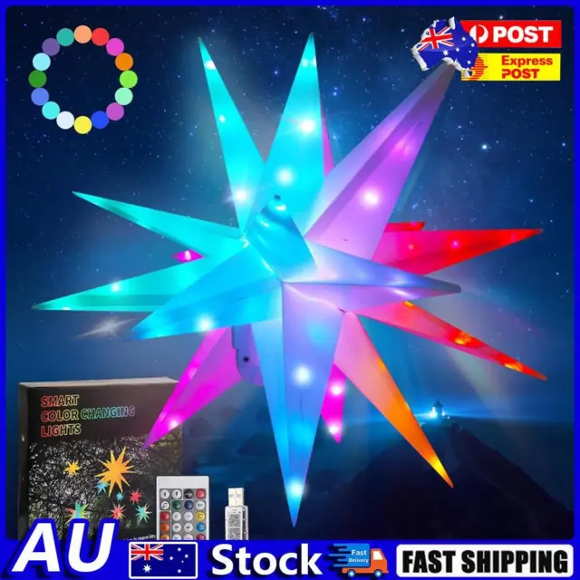 LED Christmas Star Tree Topper APP Remote Control 3D Star Treetop (40CM) AU