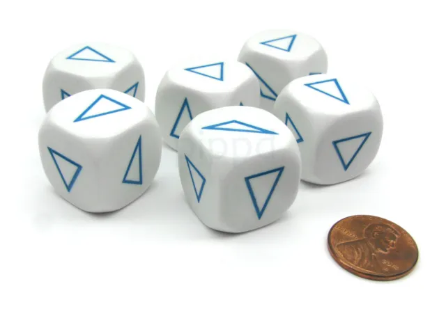 Pack of 6 20mm Math Educational Triangle Shapes Dice - White with Blue