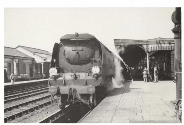 Locomotive 34105 Swanage Oxford Station Postcard. Nostalgia Ink 1951