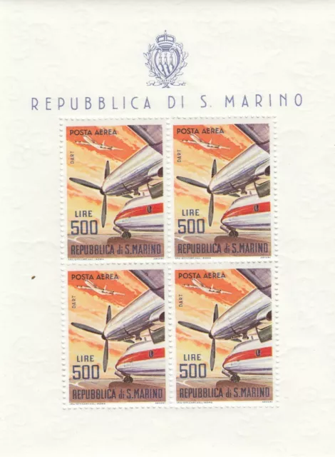 280080/ San Marino KLB BOGEN ** MNH 4 x 500 LIRE FLUGZEUG