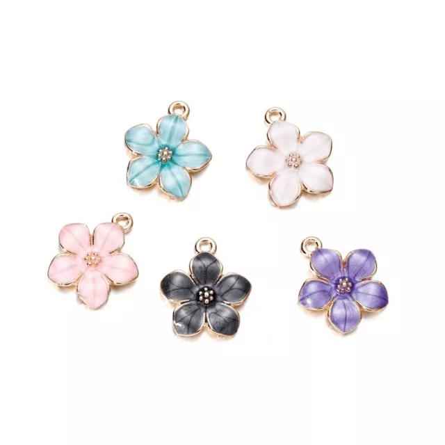 40PCS ALLOY CHERRY Blossoms Charms Gold Plated Flower Pendants for DIY ...