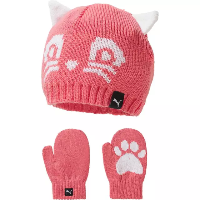 PUMA 21097-0002 Baby MinicatsSet Mütze + Handschuhe Für Mädchen,koral Gr. 47-50