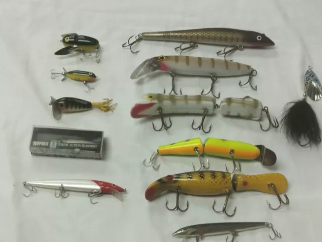 Fishing Lures Vintage HEDDON RAPALA BURMEK MUSKIE MANIA DRIFTER TACKLE and More