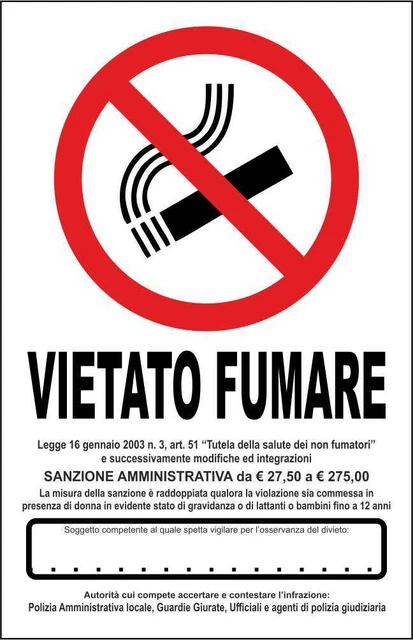 Cartello Divieto Di Fumo Multicolore 340x230 Mm In PVC Semirigido, Conforme Al RD/485/1997 - 2