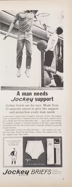 1963 Jockey Briefs A Man Needs Jockey Support Man High Jump Basketball Print Ad
