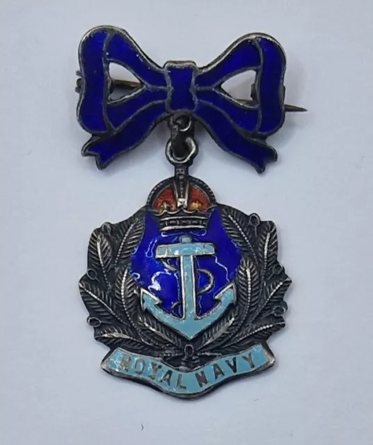 WW1 /WW2 British Royal Navy Silver & Enamel Sweetheart Brooch