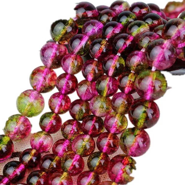 10MM Natural Watermelon Tourmaline Round Gemstone Loose Beads 15" Relief Gift
