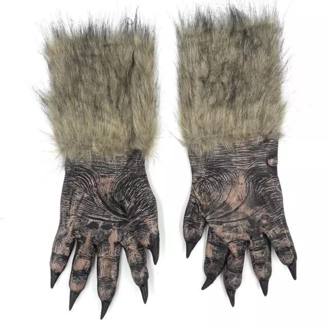 Adults Big Bad Wolf Werewolf Claws Gloves Paws Pair Halloween Fancy Dress Hands 2