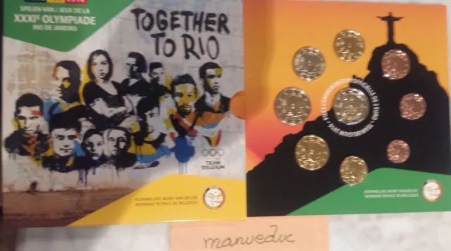 manueduc   BELGICA  2016 CARTERA 9 Coins  con 2 € EQUIPO OLÍMPICO  RIO   NUEVA