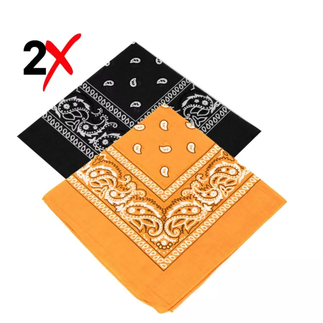 2-Pack Bandana 100% Cotton Paisley Print Double-Sided Scarf Head Neck Face Mask