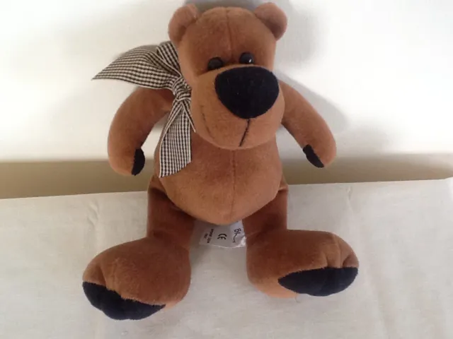 BHS British Home Stores Brown Bear Soft Toy Comforter Plush Hug Toy Gingham Bow