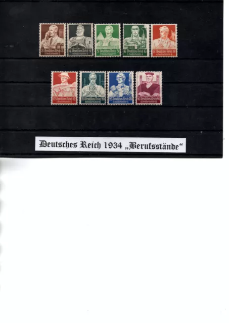 Deutsches Reich 1934, Mi 556/64 ungebraucht m.Falz