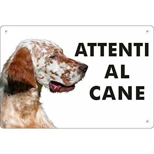 Pubblimania SETTER ANGLAIS signe plaque d'immatriculation attention au chien en