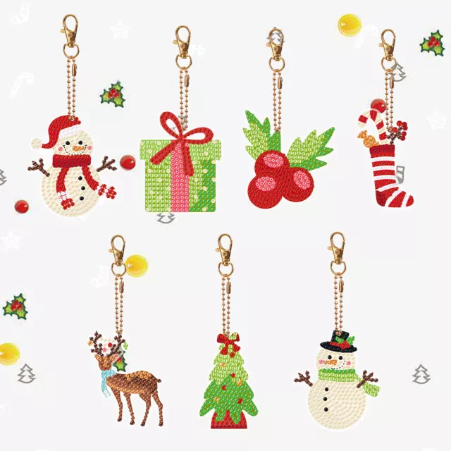Double Sided Rhinestone Pendant Ornament Xmas Tree Special Shape 7PCS