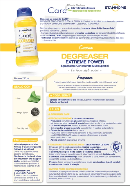 STANHOME Degreaser 1 L Sgrassatore Stoviglie -Cucina ECOLABEL E AIRLABEL A