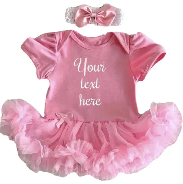 BABY GIRL PINK PERSONALISE CUSTOMISE TUTU ROMPER Dress Newborn Keepsake Gift