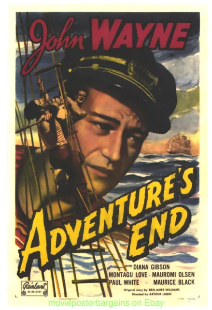 ADVENTURE'S END MOVIE POSTER 1937 JOHN WAYNE 11x17 With Plastic Holder