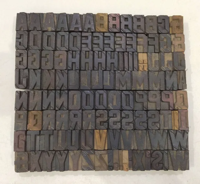 Vintage Letterpress wood/wooden printing type block typography 113pc 25mm#TP-254