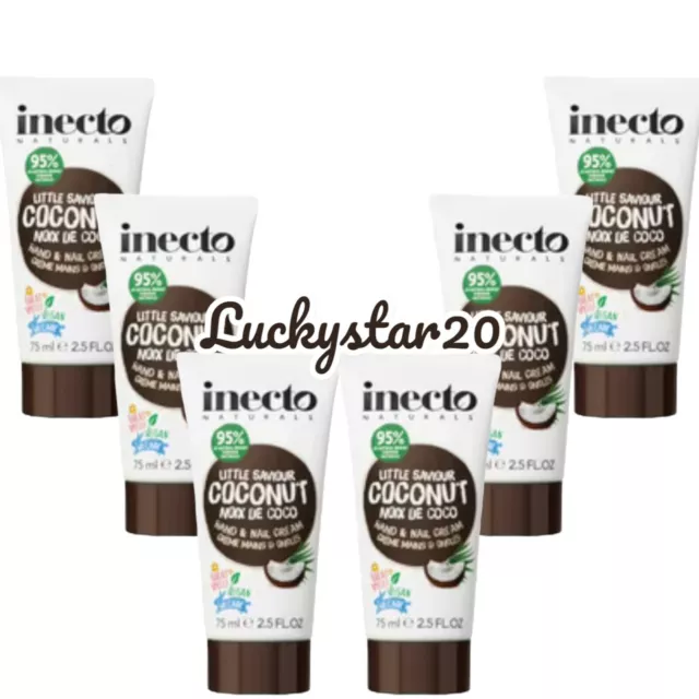 6 x 75ml Inecto Hand & Nail Cream Coconut / For Dry Hands