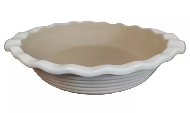 Pampered Chef 9" Pie Plate Stoneware Deep Dish New Traditions French Vanilla