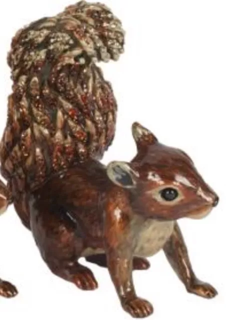 Jay Strongwater Enamel Squirrel Figurine Swarovski Crystals 4”