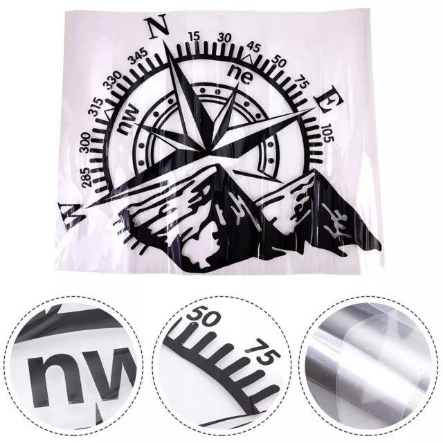 Durable PVC Caravan Hood Sticker with Black Compass and Mountain Design 2
