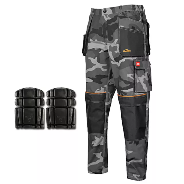 Heavy Duty MENS WORK TROUSERS Knee Pad Cargo Combat Style Multi Pocket CAMO MORO