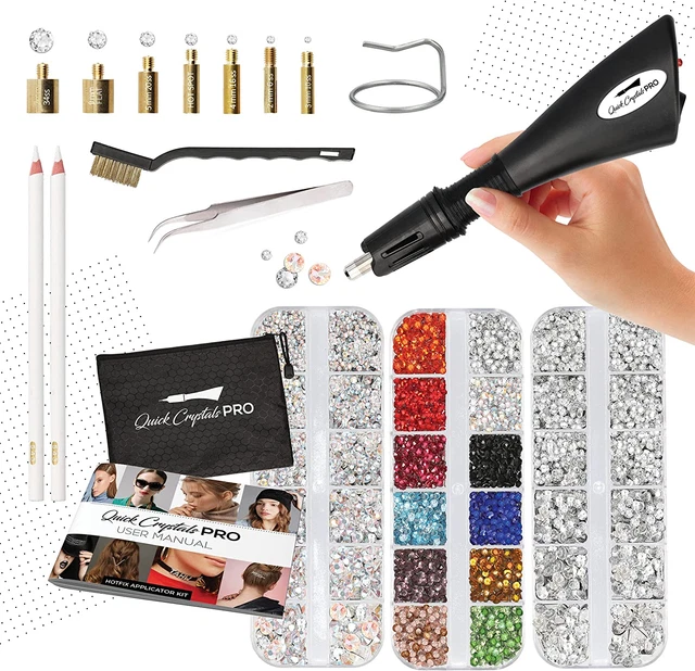 Aplicador Quick Crystals Pro Hotfix, kit deslumbrante con diamantes de imitación, varita hágalo usted mismo 7