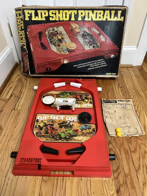 VTG 1977 MARX Flipshot Destruction Derby Pinball w/ Box Instructions 2 Balls