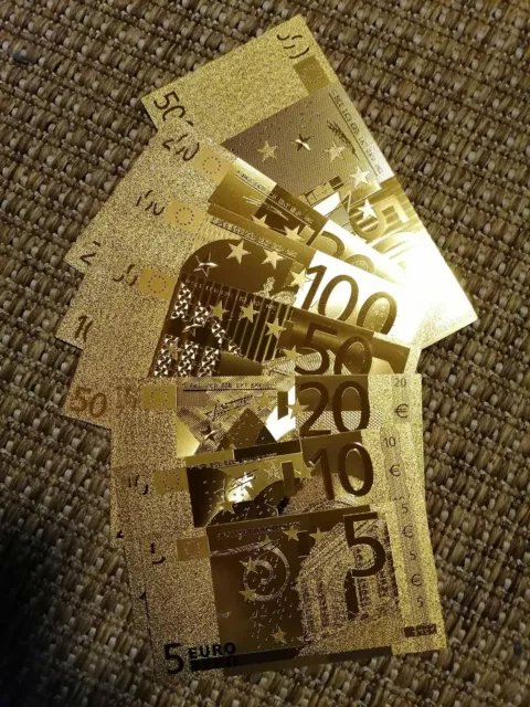 Set  Euro Gold Banknoten Vergoldet -Geldscheine- Sammeln