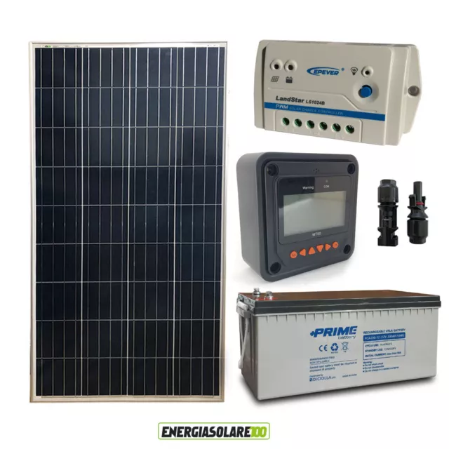 Kit solaranlage Photovoltaik Solarmodul 150W 12V Batterie AGM 200Ah Laderegler D