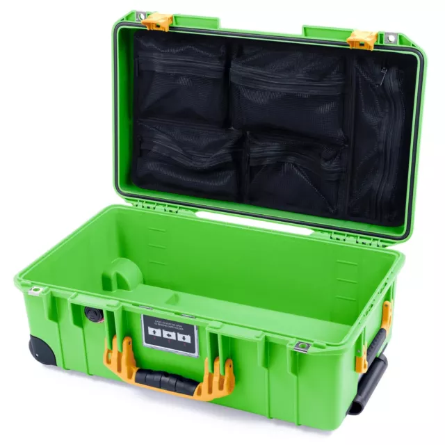 Lime Green & Yellow Pelican 1535 air case No Foam & with lid organizer. Wheels.
