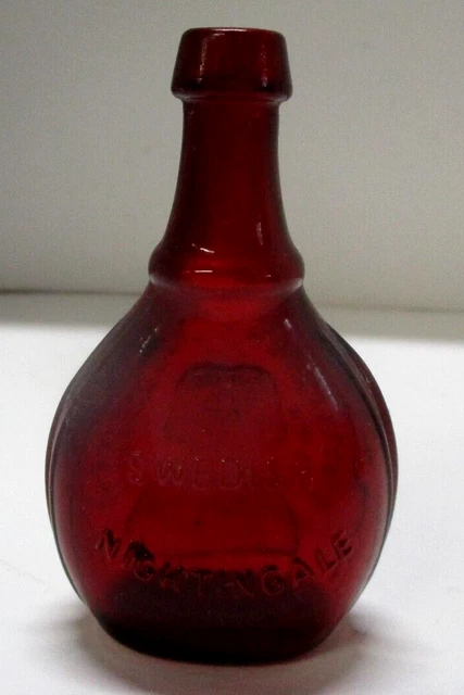 Vintage Ruby Red Mini Wheaton Glass Bottle Jenny Lind Swedish Nightingale Repro