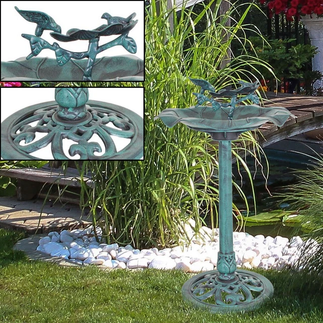 Vogeltränke Vogelbad Futterstelle Wasserschale Wasserbad Tiere Gartendeko H 82cm
