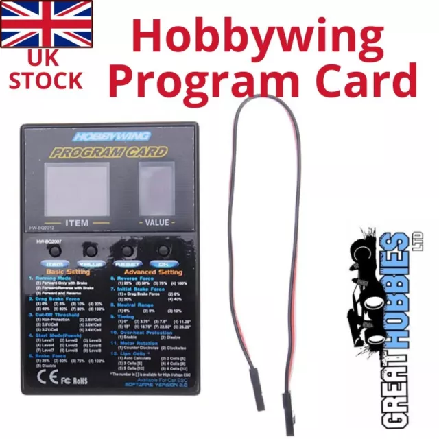 Hobbywing LED Program Card for XERUN, EZRUN, QUICRUN WP, PLATINUM Brushless ESCs