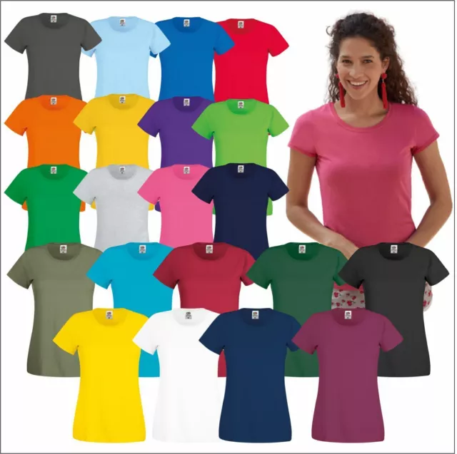 Fruit of the Loom Ladies T Shirt Womens Plain Lady Fit Cotton Tee Summer Top