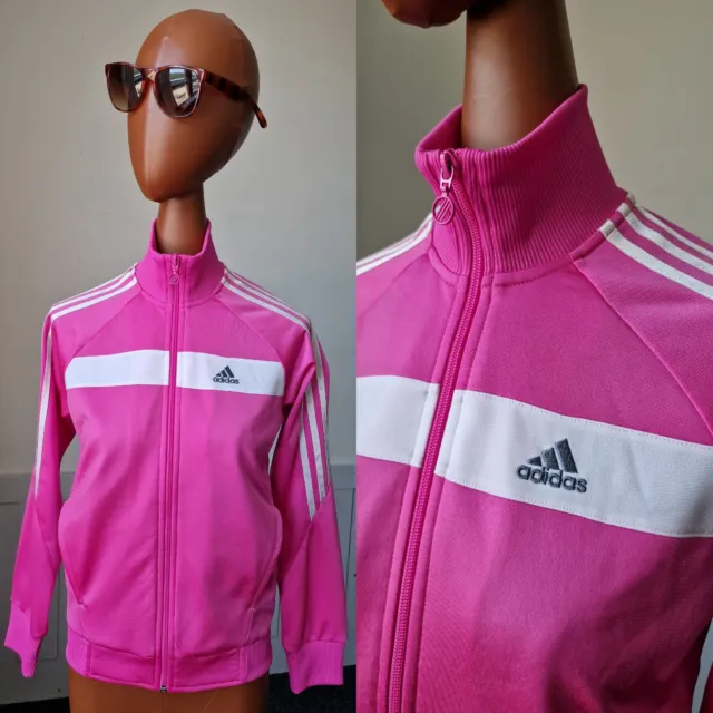 Adidas Giacca da pista gioventù in poliestere rosa top sportivo 3 righe *13-14 anno * av95