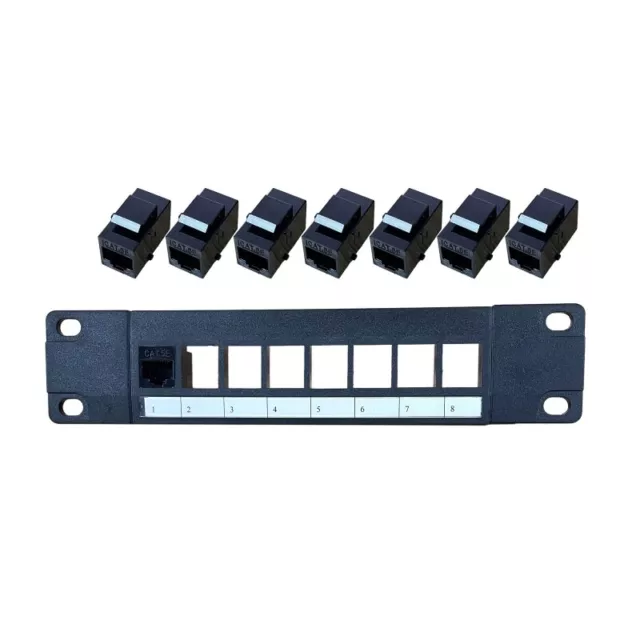 8-Port CAT5e Shielded Panel 10G Ready Plastic Housing Color-Coded Labeling