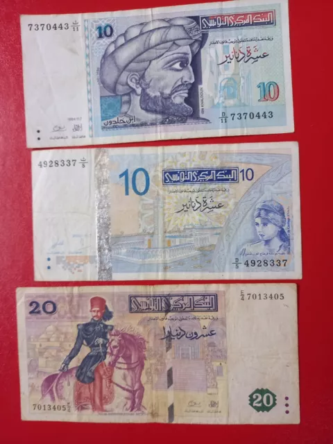 3 x Banknoten  Tunesien