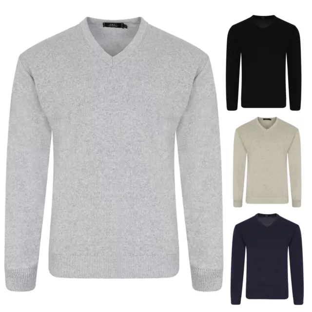 Mens V Neck Jumper Knitted Sweater Pullover Casual Formal Longsleeves Cottont Op