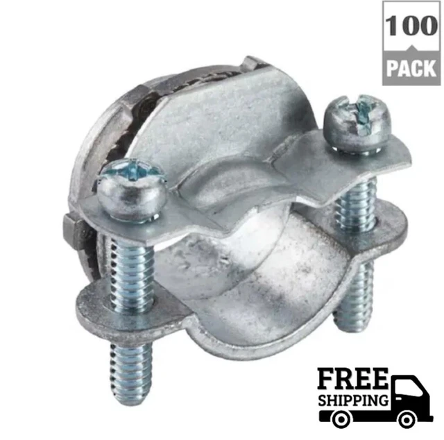 100 Pack Twin Screw Non-Metallic Clamp Connectors 3/8 Inch Cable Cord Connector