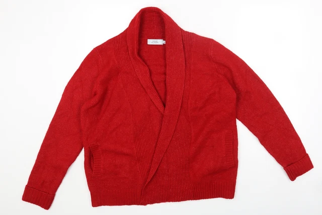 Cardigan acrilico Honor Milburn da donna rosso colletto taglia M