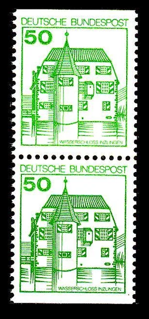 BUND B.u.S., Mi.1038 C/D I**, 50 Pf. senkrechtes Paar oben und unten geschnitten