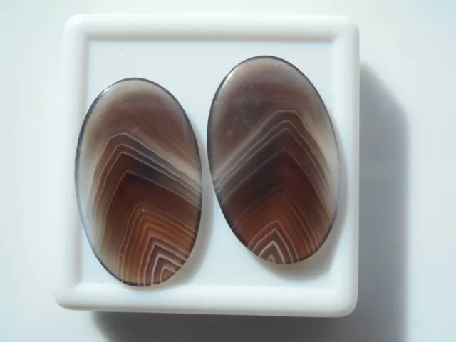 Botswana Agate cabochon pair,Oval 26x16x3mm.